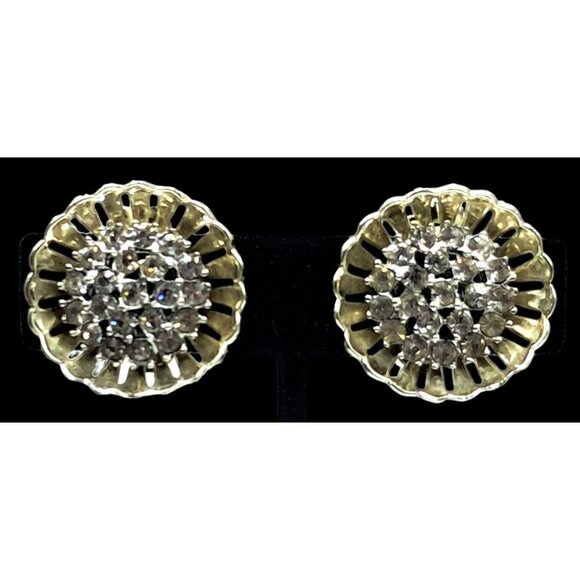 Weiss Rhinestone Brooch Earrings Jewelry Set Gold Tone Clear Stones Vintage Cost - Picture 8 of 11